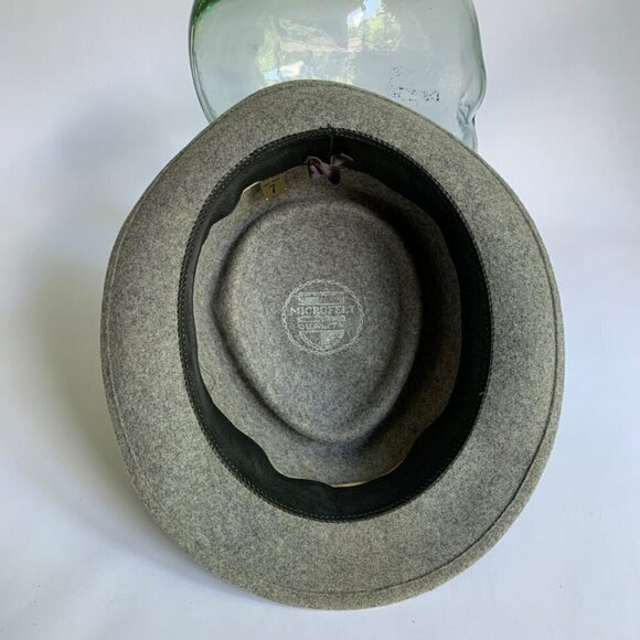 J. A. Miller Co. St. Paul MN Vintage Fedora Felt Microfelt Hat Gray Feathered - Picture 6 of 10